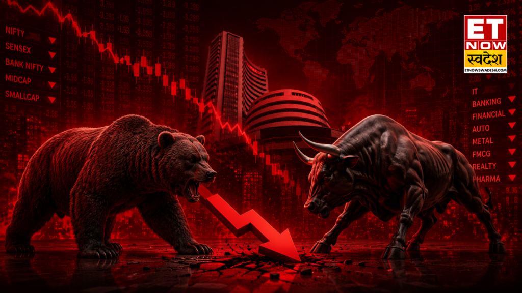 Stock Market Closing : भारी बिकवाली के बाद बाजार बंद, Sensex 1100 अंक लुढ़का, Nifty 23,379 पर क्लोज
